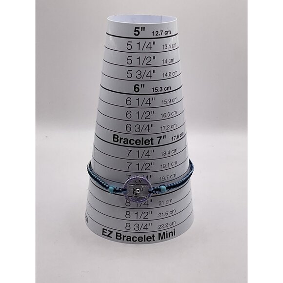 Dreamcatcher Beaded Bracelet Adjustable Handmade Blue & Purple Thread - Picture 3 of 3